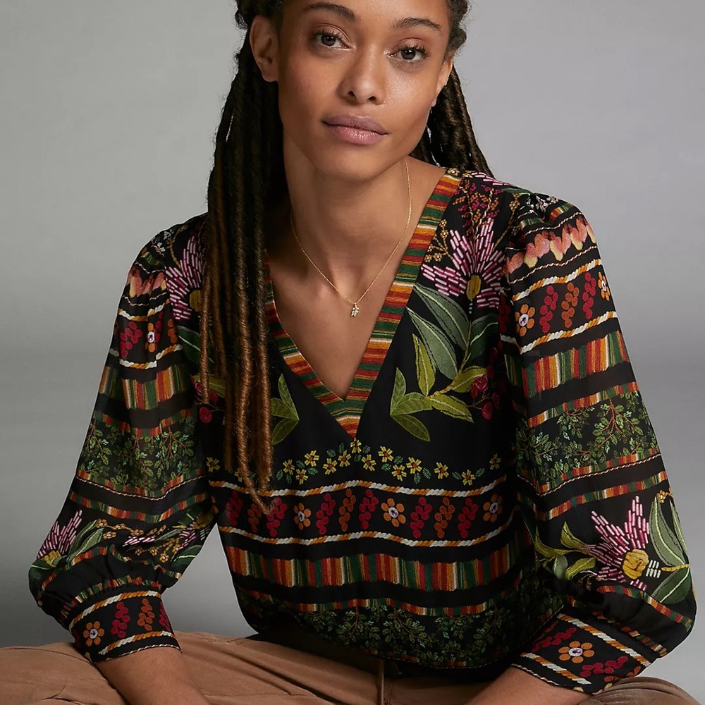 Farm Rio for Anthropologie blouse, L